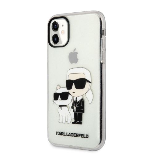 Karl Lagerfeld IML Glitter Karl and Choupette NFT Zadní Kryt pre iPhone 11 Transparent