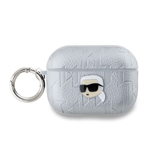 Karl Lagerfeld PU Embossed Karl Head puzdro pre AirPods 3 Silver