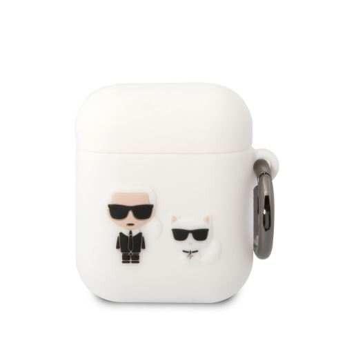 Karl Lagerfeld and Choupette Silikonové puzdro pre Airpods 1/2 White