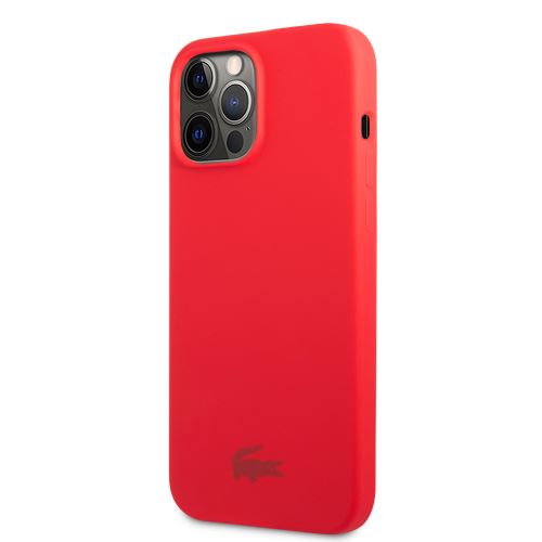Lacoste Liquid Silicone Glossy Printing Logo Kryt pre iPhone 13 Pro Max Red