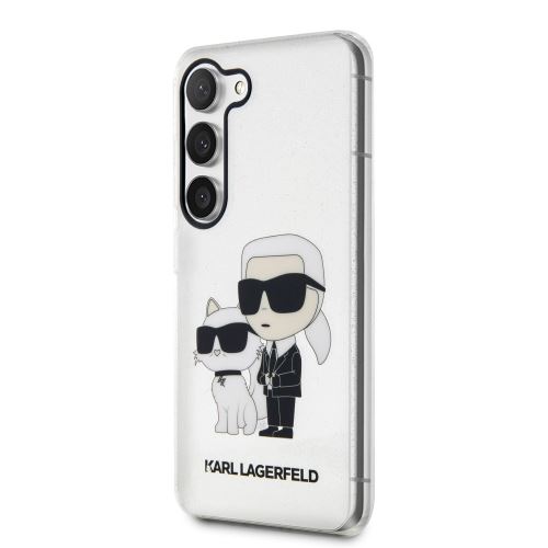Karl Lagerfeld IML Glitter Karl and Choupette NFT Zadní Kryt pre Samsung Galaxy S23 Transparent
