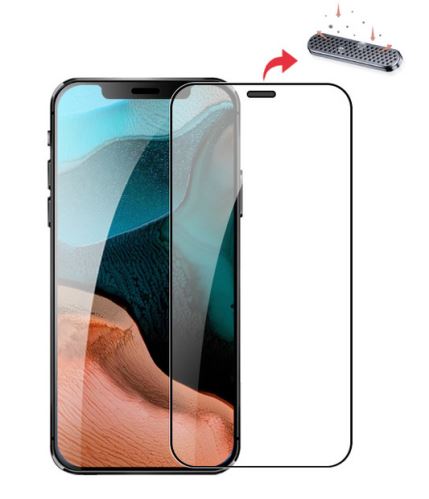 Apple iPhone 6+,6S+ 2.5D tvrzené sklo černé+prachovka sluchátka