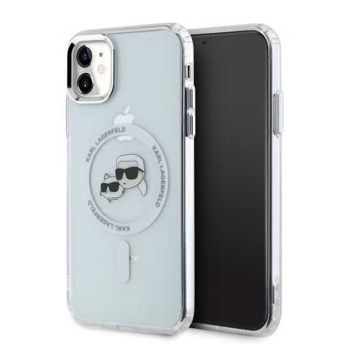 Karl Lagerfeld IML K&CH Heads Metal Frame MagSafe Zadní Kryt pre iPhone 11 Transparent