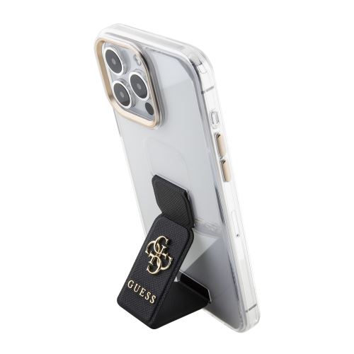 Guess PU Grip Stand 4G Metal Logo Zadní Kryt pre iPhone 15 Pro Black