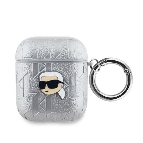 Karl Lagerfeld PU Embossed Karl Head puzdro pre AirPods 1/2 Silver