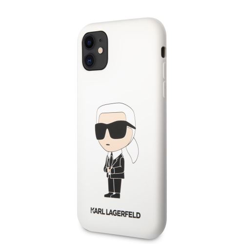 Karl Lagerfeld Liquid Silicone Ikonik NFT Zadní Kryt pre iPhone 11 White