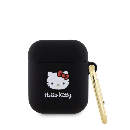 Hello Kitty Liquid Silicone 3D Kitty Head Logo puzdro pre AirPods 1/2 Black
