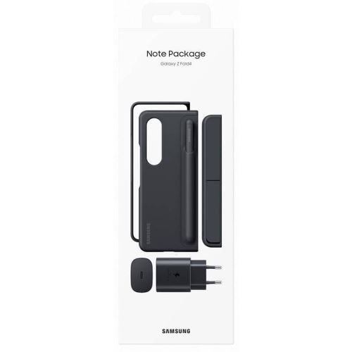 EF-OF93KKBE Samsung Kožený Flip Kryt + Pen + 25W Travel Adapter pre Galaxy Z Fold 4 Black