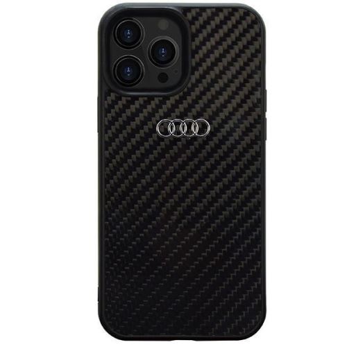 Audi Carbon Fiber Zadní Kryt pre iPhone 14 Pro Black
