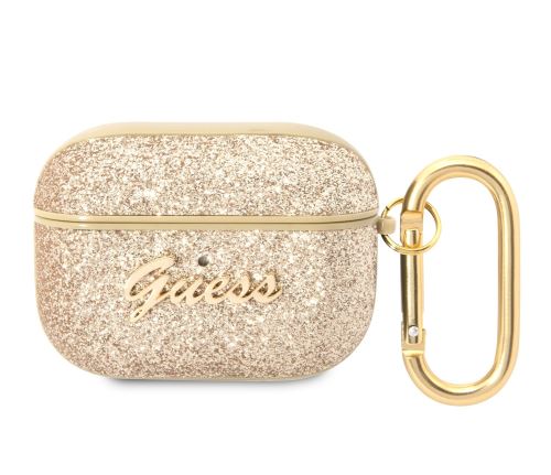 Guess Glitter Flakes Metal Logo puzdro pre AirPods Pro Gold