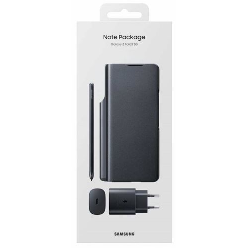 EF-FF92KKBE Samsung Flipové puzdro + S Pen + 25W cestovná nabíjačka pre Galaxy Z Fold 3 Black