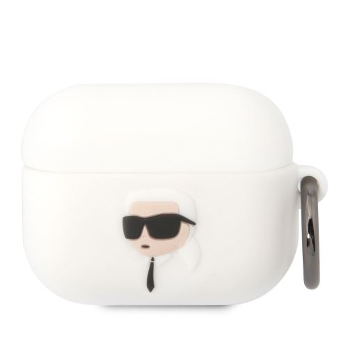 Karl Lagerfeld 3D Logo NFT Karl Head Silikonové puzdro pre Airpods Pro White