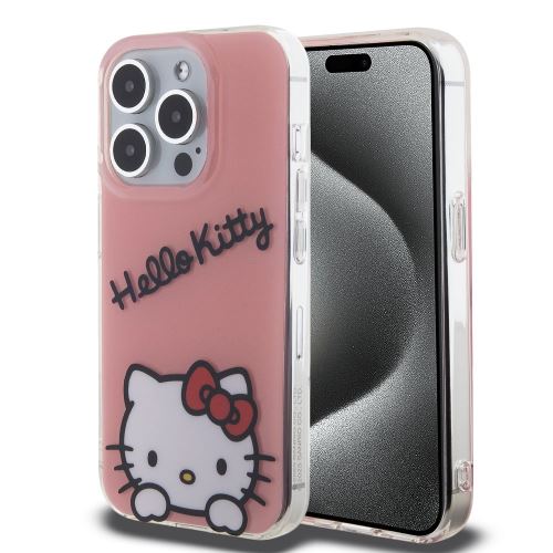 Hello Kitty IML Daydreaming Logo Zadní Kryt pre iPhone 15 Pro Pink