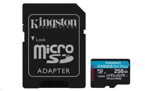 Kingston Canvas Go Plus A2/micro SDXC/256GB/170MBps/UHS-I U3/Class 10/+ Adaptér