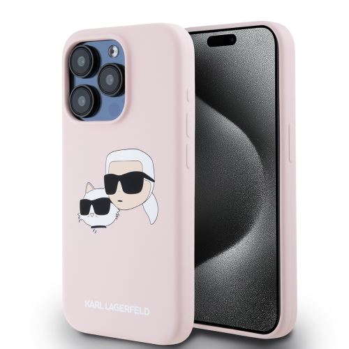 Karl Lagerfeld Liquid Silicone Double Heads Magsafe Zadní Kryt pre iPhone 15 Pro Pink