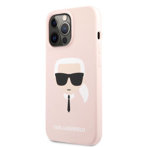 Karl Lagerfeld Liquid Silicone Karl Head Kryt pro Apple iPhone 13 Pro Light Pink