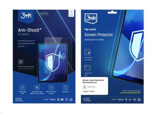 3mk All-Safe - AIO fólie Anti-Shock Dry & Wet Tablet, 5 ks