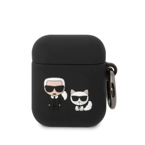 Karl Lagerfeld and Choupette Silikonové puzdro pre Airpods 1/2 Black