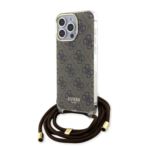 Guess IML 4G Printed Crossbody Zadní Kryt pre iPhone 15 Pro Max Brown