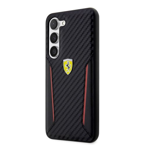 Ferrari PU Carbon Zadní Kryt pre Samsung Galaxy S23+ Black