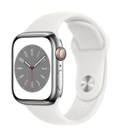 Apple Watch S8 Cell/41mm/Silver/Sport Band/White