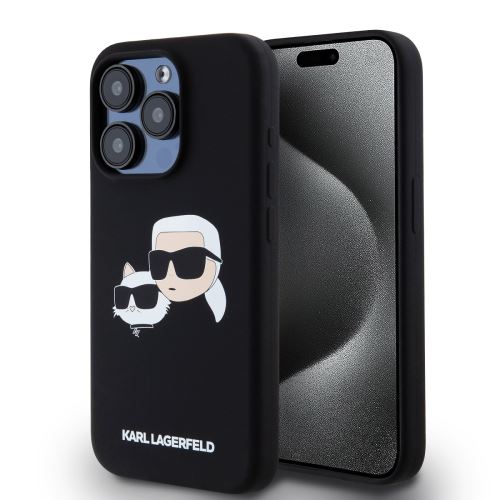 Karl Lagerfeld Liquid Silicone Double Heads Magsafe Zadní Kryt pre iPhone 15 Pro Black