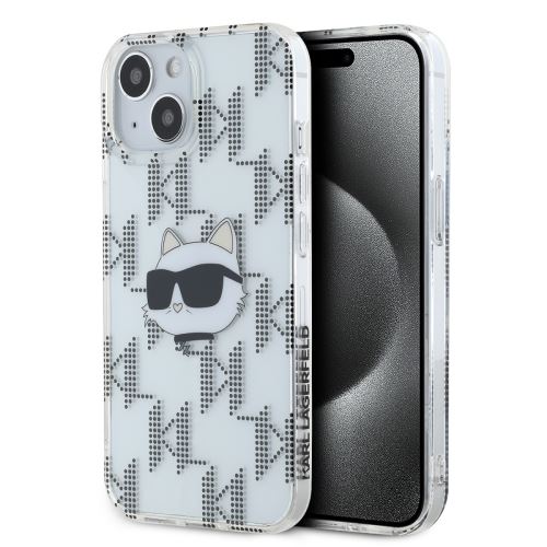 Karl Lagerfeld IML Electroplated Choupette Head Zadní Kryt pre iPhone 15 Transparent