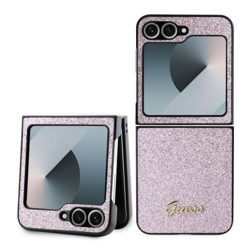 Guess PC/TPU Glitter Flakes Metal Logo Zadní Kryt pre Samsung Galaxy Z Flip 6