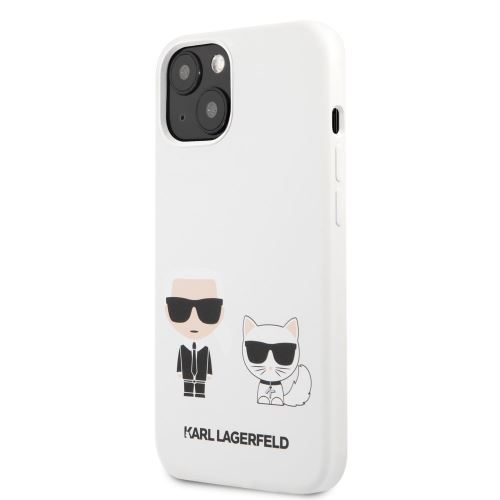 Karl Lagerfeld and Choupette Liquid silikónové puzdro pre Apple iPhone 13 mini White