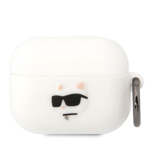 Karl Lagerfeld 3D Logo NFT Choupette Head Silikonové puzdro pre Airpods Pro White