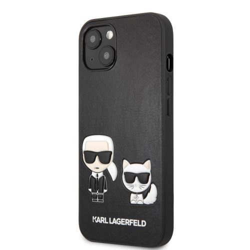 Karl Lagerfeld and Choupette PU kožené puzdro pre Apple iPhone 13 Black