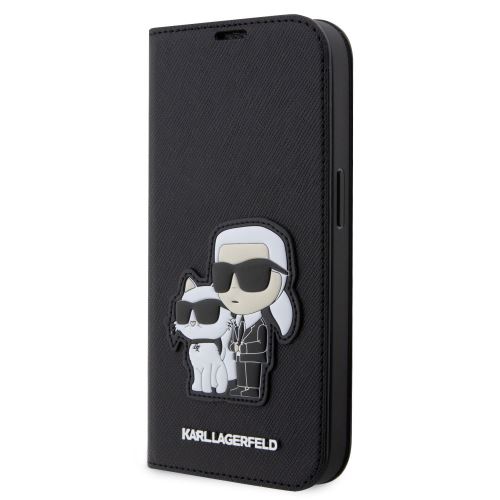 Karl Lagerfeld PU Saffiano Karl and Choupette NFT Book puzdro pre iPhone 14 Pro Black