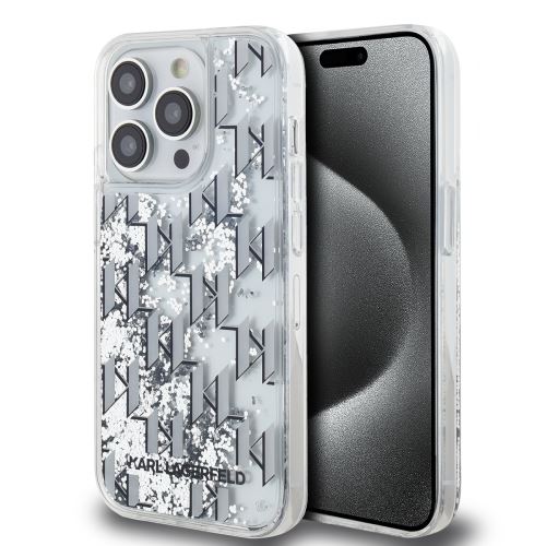 Karl Lagerfeld Liquid Glitter Monogram Gradient Zadní Kryt pre iPhone 14 Pro Max White