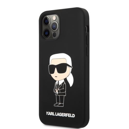 Karl Lagerfeld Liquid Silicone Ikonik NFT Zadní Kryt pre iPhone 12/12 Pro Black