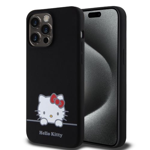 Hello Kitty Liquid Silicone Daydreaming Logo Zadní Kryt pre iPhone 15 Pro Max Black