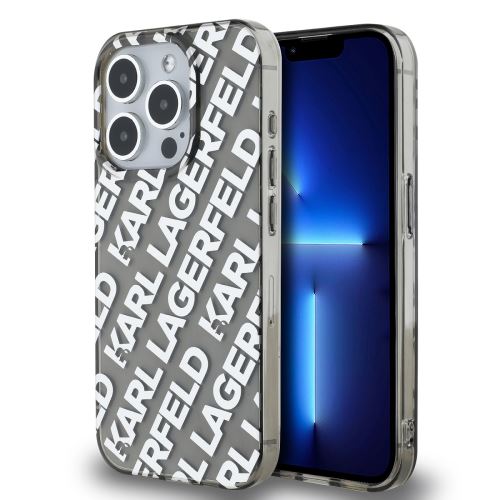 Karl Lagerfeld IML Electroplated Repeated Logo Zadní Kryt pre iPhone 15 Pro Max Silver