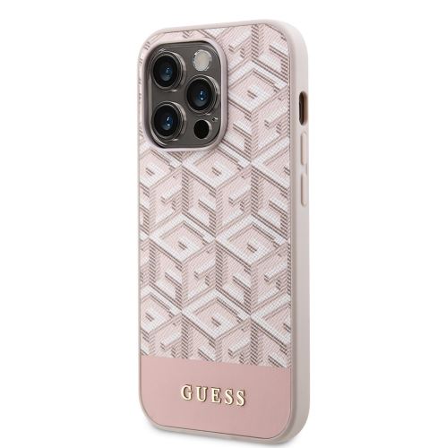 Guess PU G Cube MagSafe Kompatibilní Zadní Kryt pre iPhone 13 Pro Pink