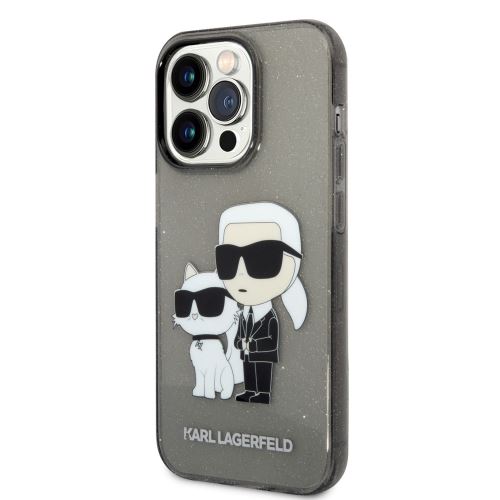 Karl Lagerfeld IML Glitter Karl and Choupette NFT Zadní Kryt pro iPhone 14 Pro Max Black