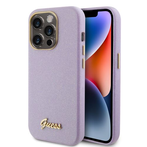 Guess PU Glitter Full Wrapped Zadní Kryt pre iPhone 15 Pro Lilac
