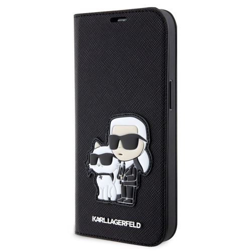 Karl Lagerfeld PU Saffiano Karl and Choupette NFT Book puzdro pre iPhone 13 Black