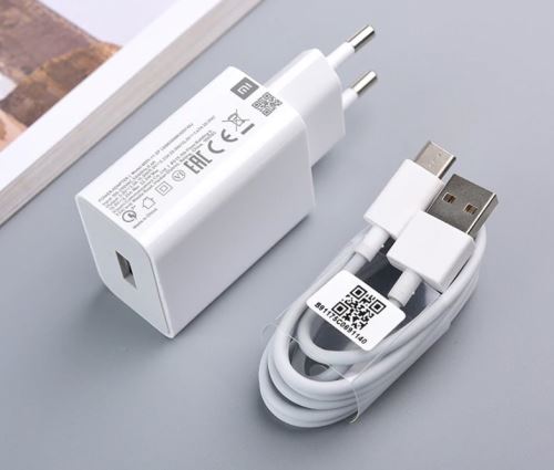 Xiaomi MDY-11-EP USB 22,5W Cestovná Nabíjačka + Type C Dátový Kábel White (Bulk)