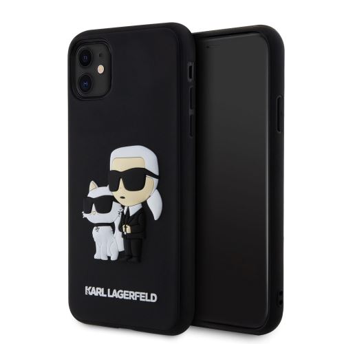 Karl Lagerfeld 3D Rubber Karl and Choupette Zadní Kryt pre iPhone 11 Black
