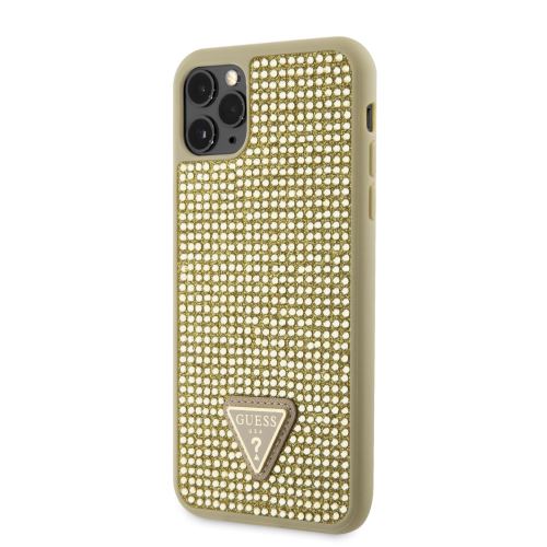 Guess Rhinestones Triangle Metal Logo Kryt pre iPhone 11 Pro Max Gold