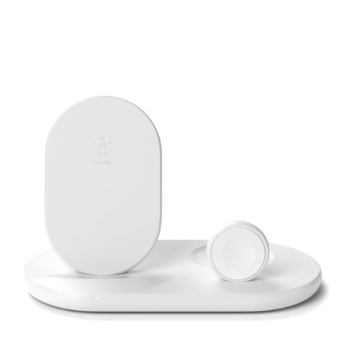 BELKIN Qi 3v1 nabíjací stojan, biely (iPhone, Apple Watch, AirPods)