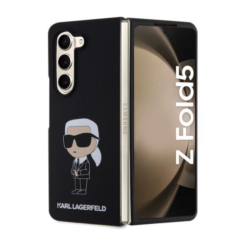 Karl Lagerfeld Liquid Silicone Ikonik NFT Zadní Kryt pre Samsung Galaxy Z Fold 5 Black