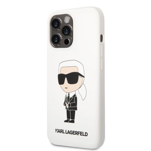 Karl Lagerfeld Liquid Silicone Ikonik NFT Zadní Kryt pre iPhone 13 Pro White