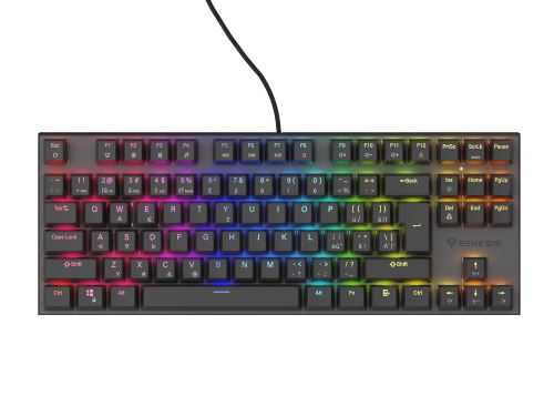 Genesis tichá herná klávesnica THOR 303/TKL/RGB/Outemu Peach/Drôtová USB/ CZ- SK layout/Či