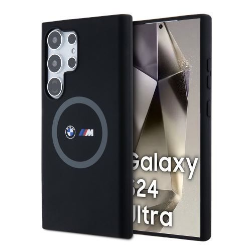 BMW M Printed Round and Logo Magsafe Silikonový Kryt pre Samsung Galaxy S24 Ultra Black