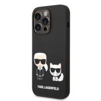 Karl Lagerfeld and Choupette Liquid Silicone Zadní Kryt pro iPhone 14 Pro Black