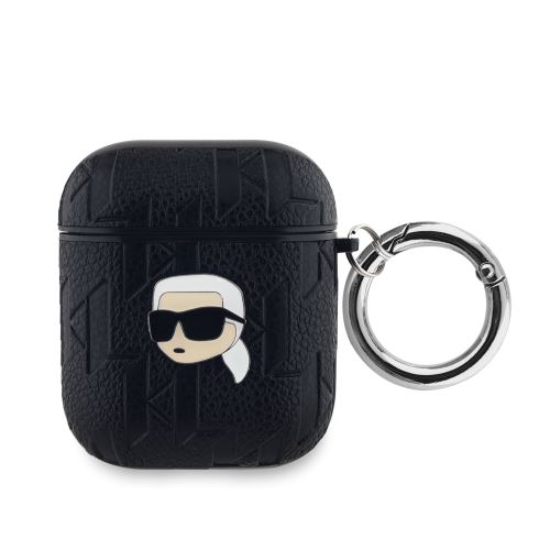 Karl Lagerfeld PU Embossed Karl Head puzdro pre AirPods 1/2 Black